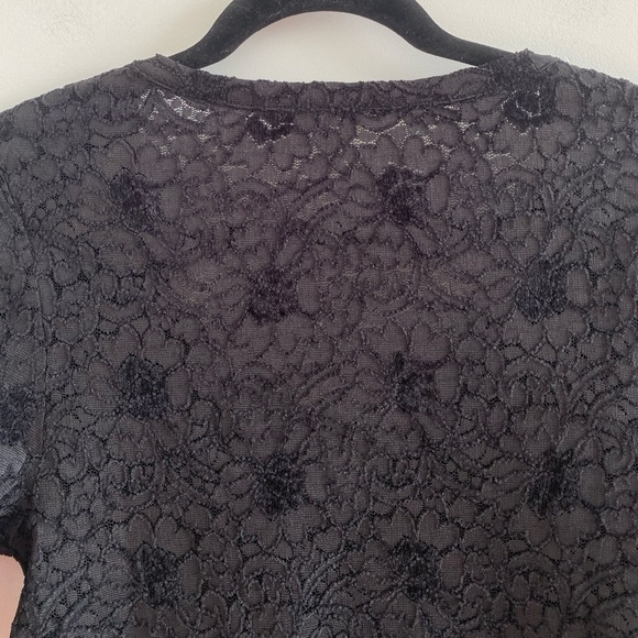 Free People Intimately Black Cloud Ride Notch Lace Long Sleeve Top Size M - Picture 11 of 12